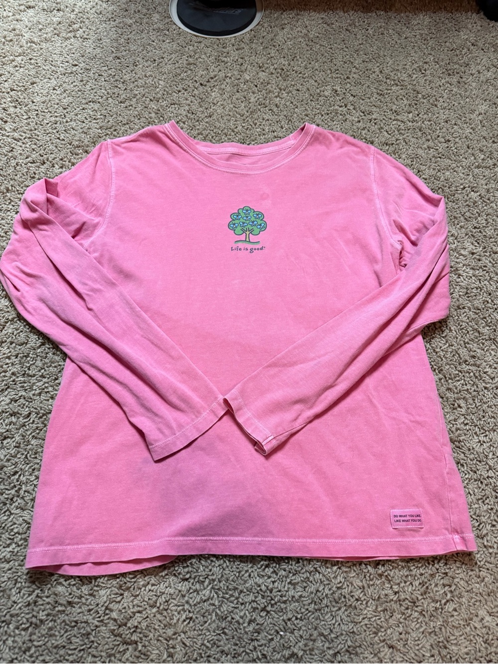 Pink 'Life is Good' Women’s Long-Sleeve Tee